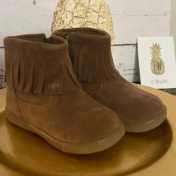 XEYES LITTLE GIRLS COGNAC FRINGE BOOTS NIB SIZE 6 - Picture 6 of 12